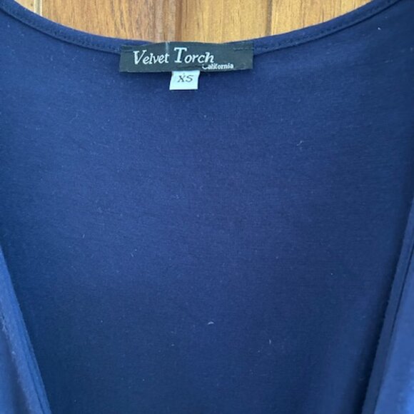 Navy Blue Stretch Jersey Wrap Dress - Picture 2 of 3